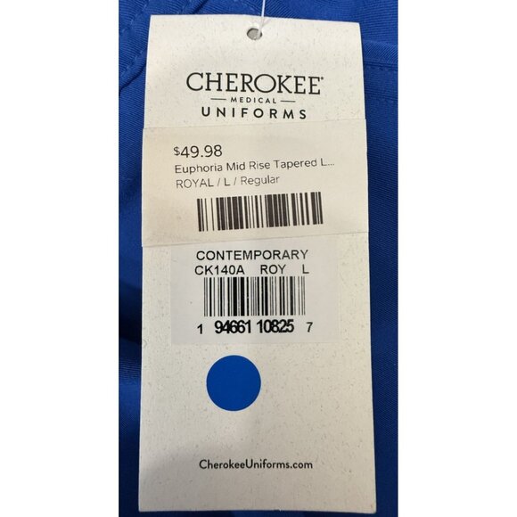 Cherokee Euphoria MidRise Tapered Leg Royal Blue Medical Scrub Pants L NWT - Picture 5 of 7